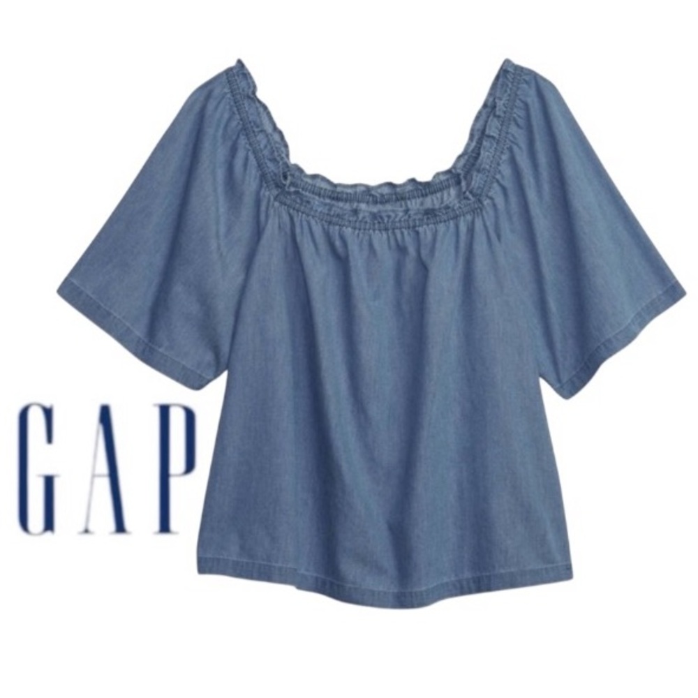 XXL GAP 100% Cotton Denim Flutter Sleeve Top, NWT